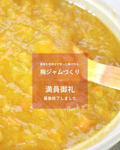 【満員御礼】農薬を使用せず育った梅で作る　梅ジャムづくり　6/15（日）